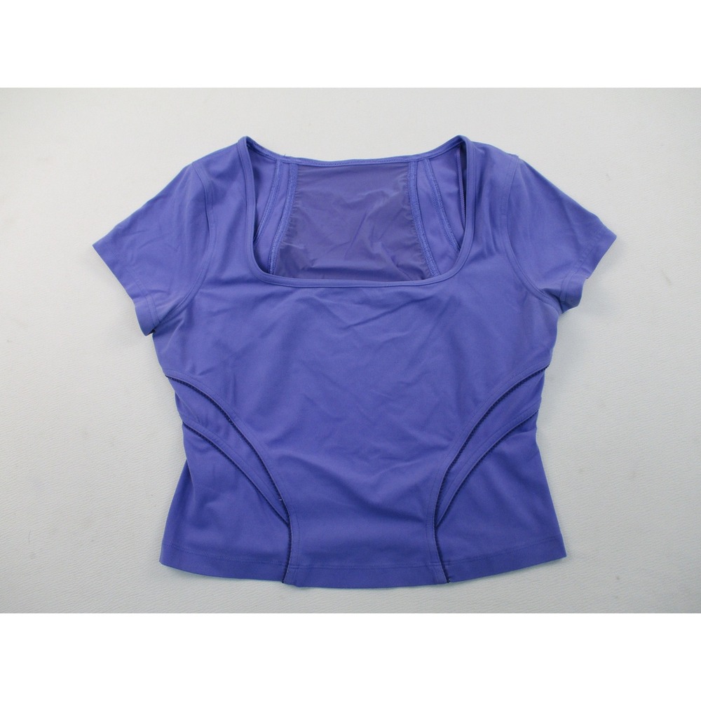 Lululemon Top Women S Purple Square Neck Mesh Back Cropped Athletic Yoga Shirt